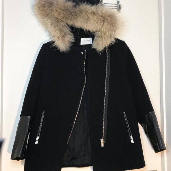 Wool Coat Leather Sleeves